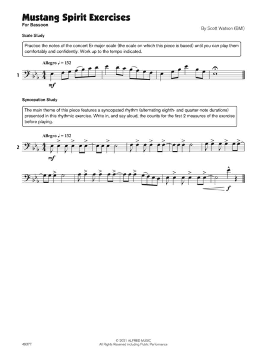 Mustang Spirit (Sound Innovations Soloist, Bassoon) Small Ensemble scores gallery preview page 3