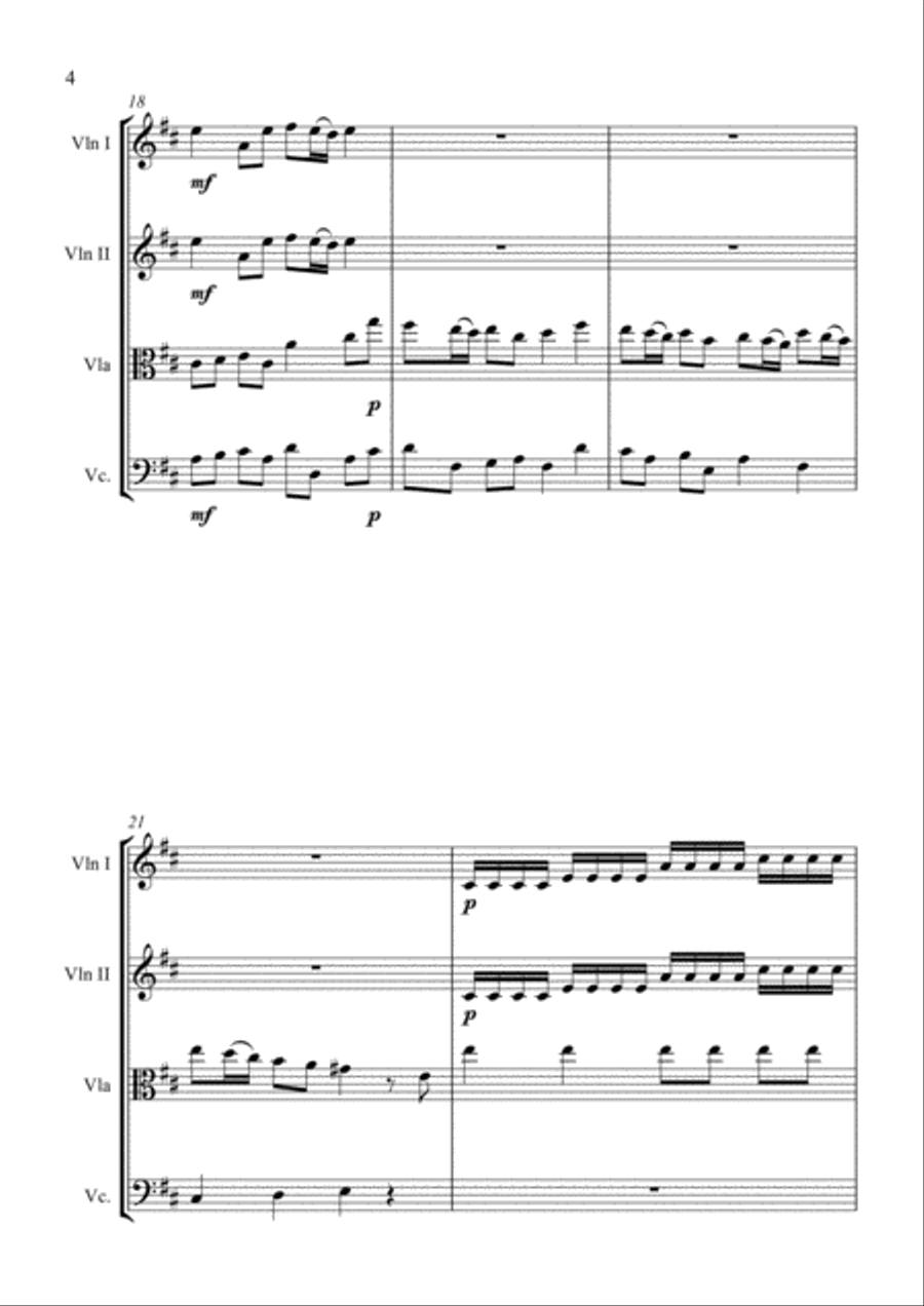 Handel: Let The Bright Seraphim for String Quartet - Score and Parts Handel: Let The Bright Seraphim for String Quartet - Score and Parts String Quartet scores gallery preview page 4