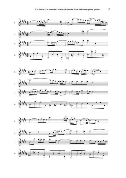 J. S. Bach: Air from the Third Orchestral Suite, arranged for SATB saxophone quartet