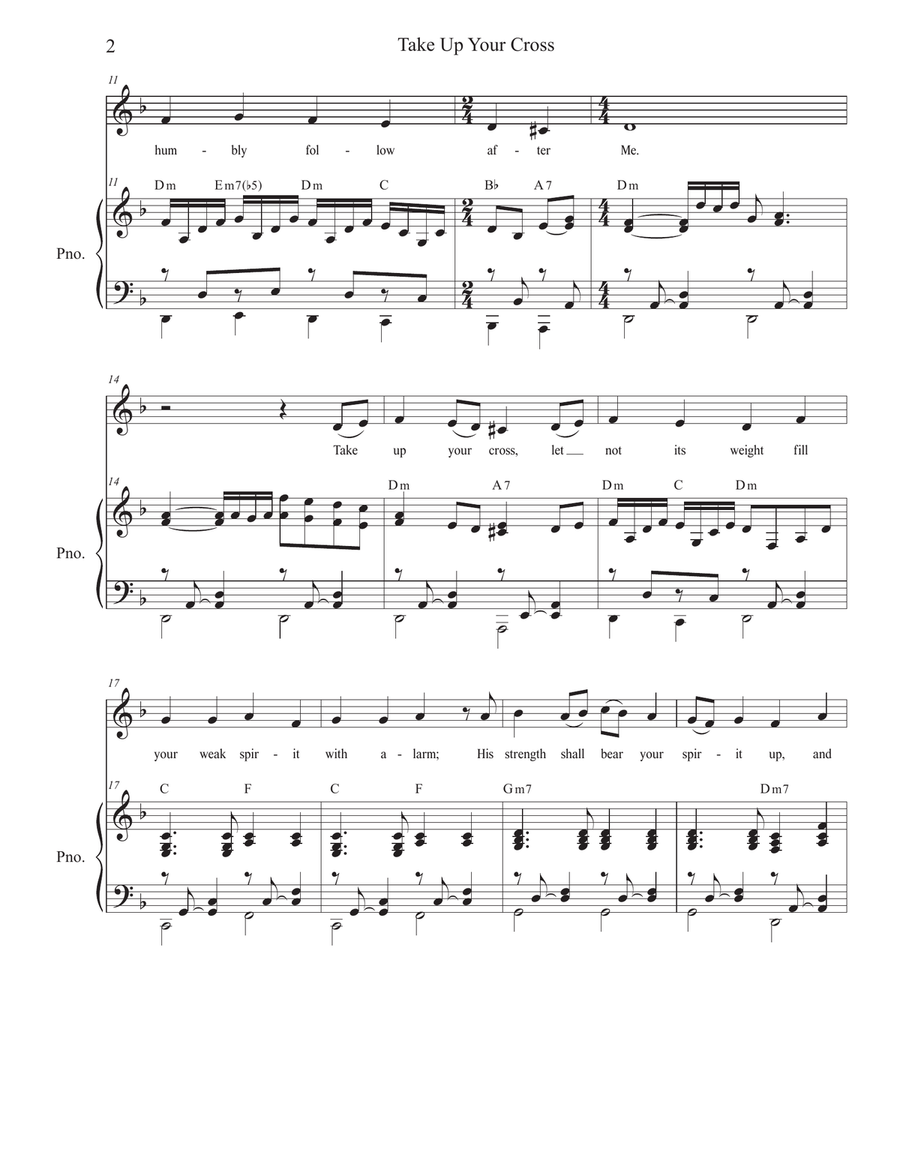 Take Up Your Cross (Vocal solo) Piano, Vocal scores gallery preview page 2