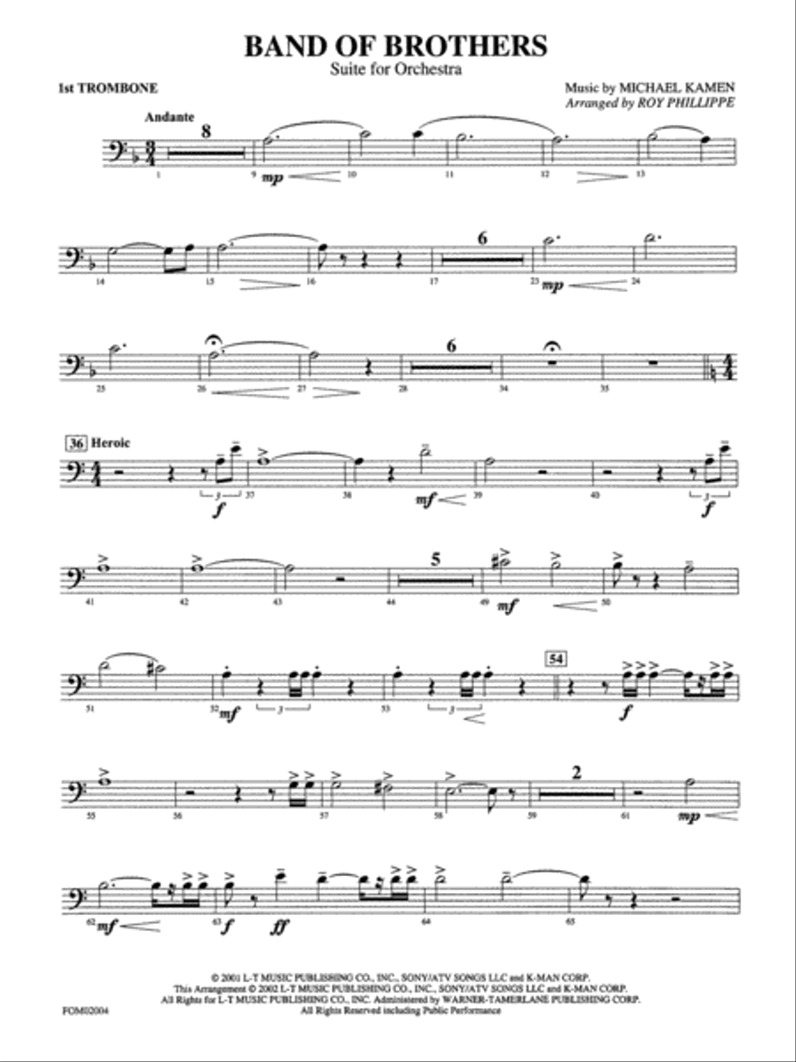 Band of Brothers: 1st Trombone Full Orchestra scores gallery preview page 1
