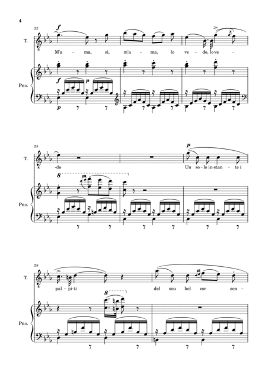Una Furtiva Lagrima (Tenor in Cm) Piano, Vocal, Guitar scores gallery preview page 4