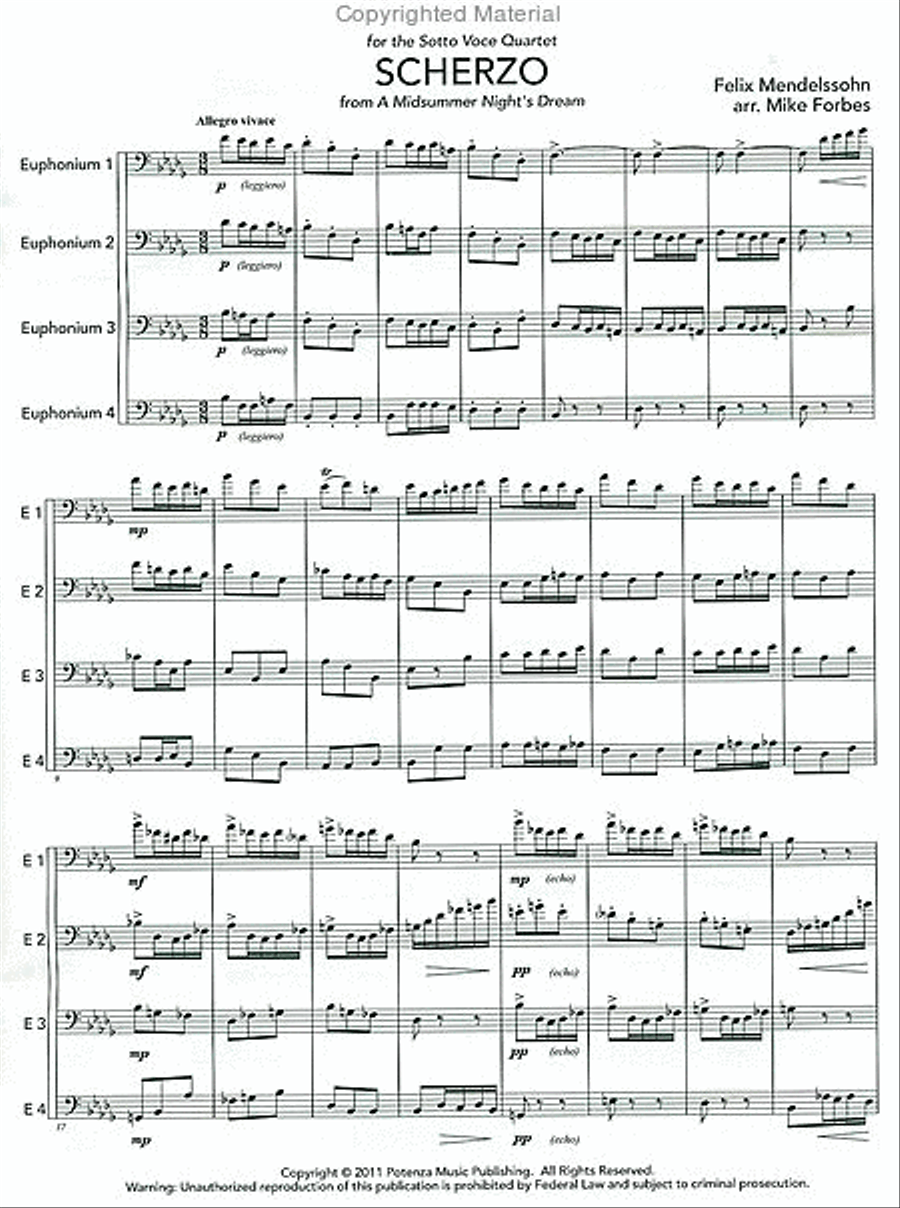Scherzo from A Midsummer Night's Dream Euphonium Quartet scores gallery preview page 2