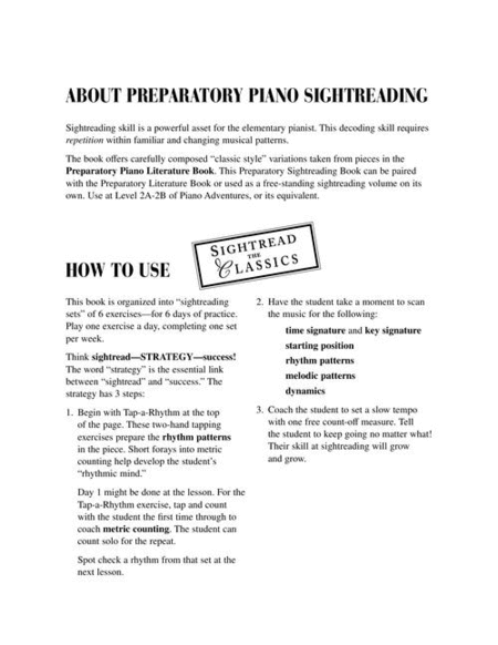 Preparatory Piano Sightreading