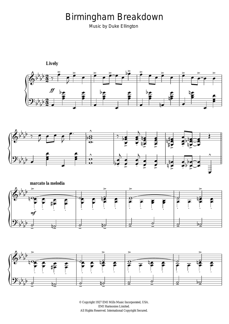 Birmingham Breakdown Piano Solo scores gallery preview page 1
