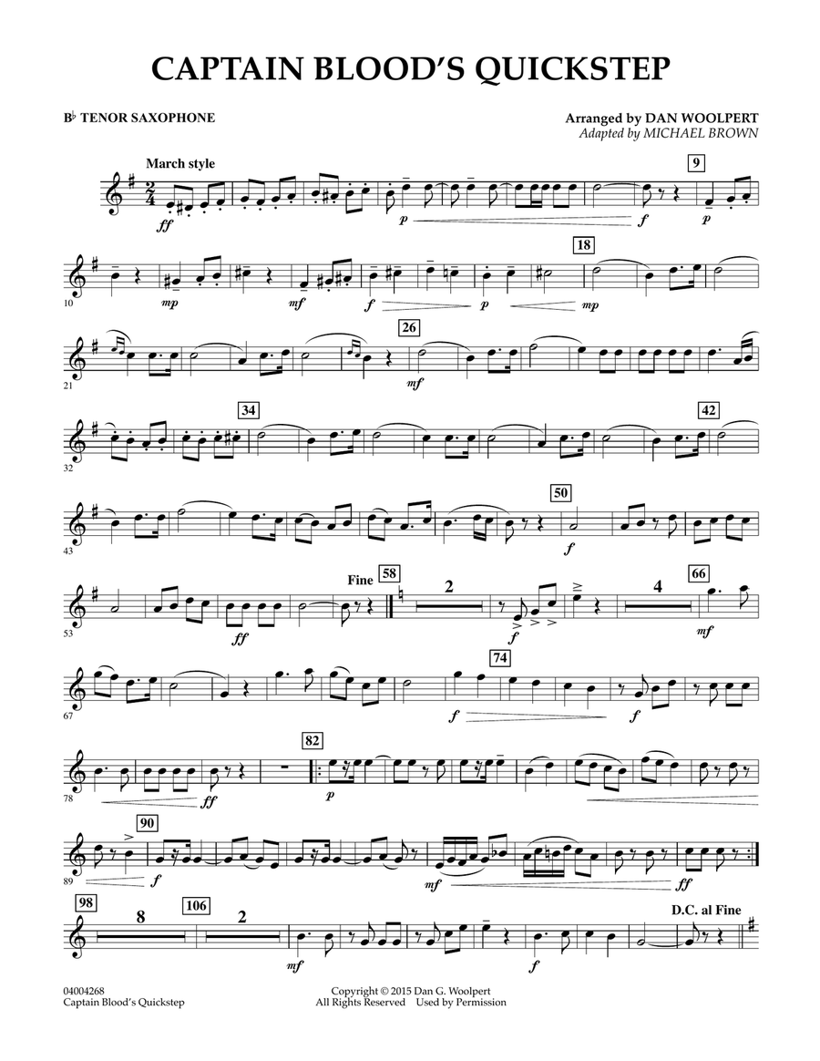 Captain Blood's Quickstep - Bb Tenor Saxophone Concert Band scores gallery preview page 1