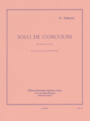 Book cover for Solo De Concours Op10 Clarinette Et Piano