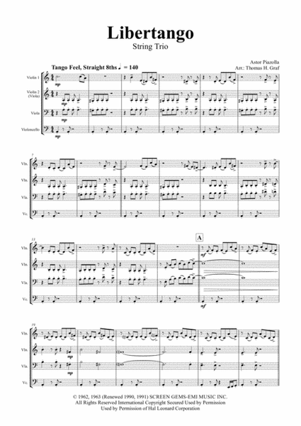Libertango - Astor Piazolla - Tango Nuevo - String Trio