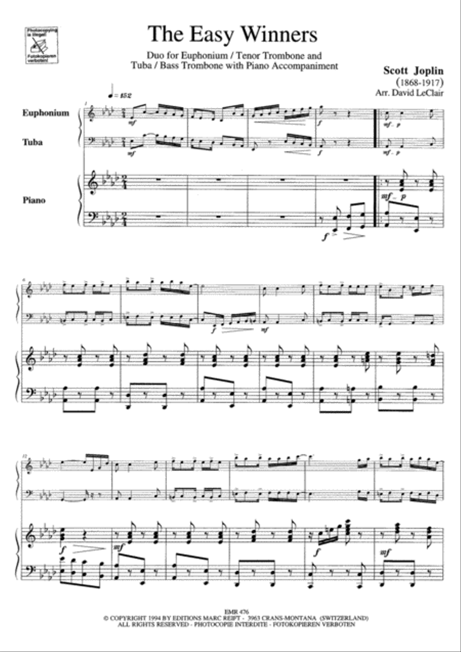 The Easy Winners Euphonium scores gallery preview page 4
