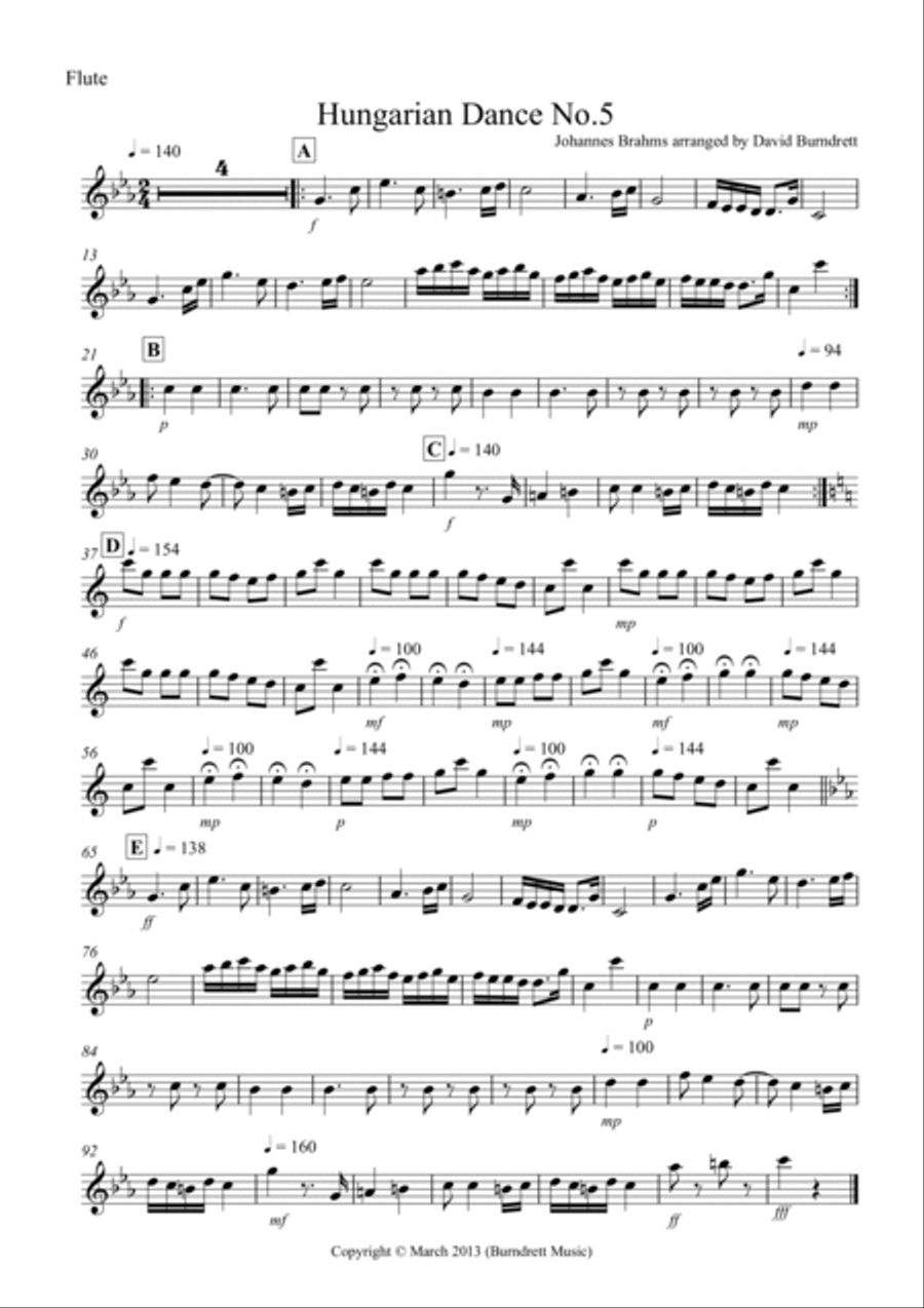 Hungarian Dance No.5 for Wind Quartet Woodwind Quartet scores gallery preview page 4