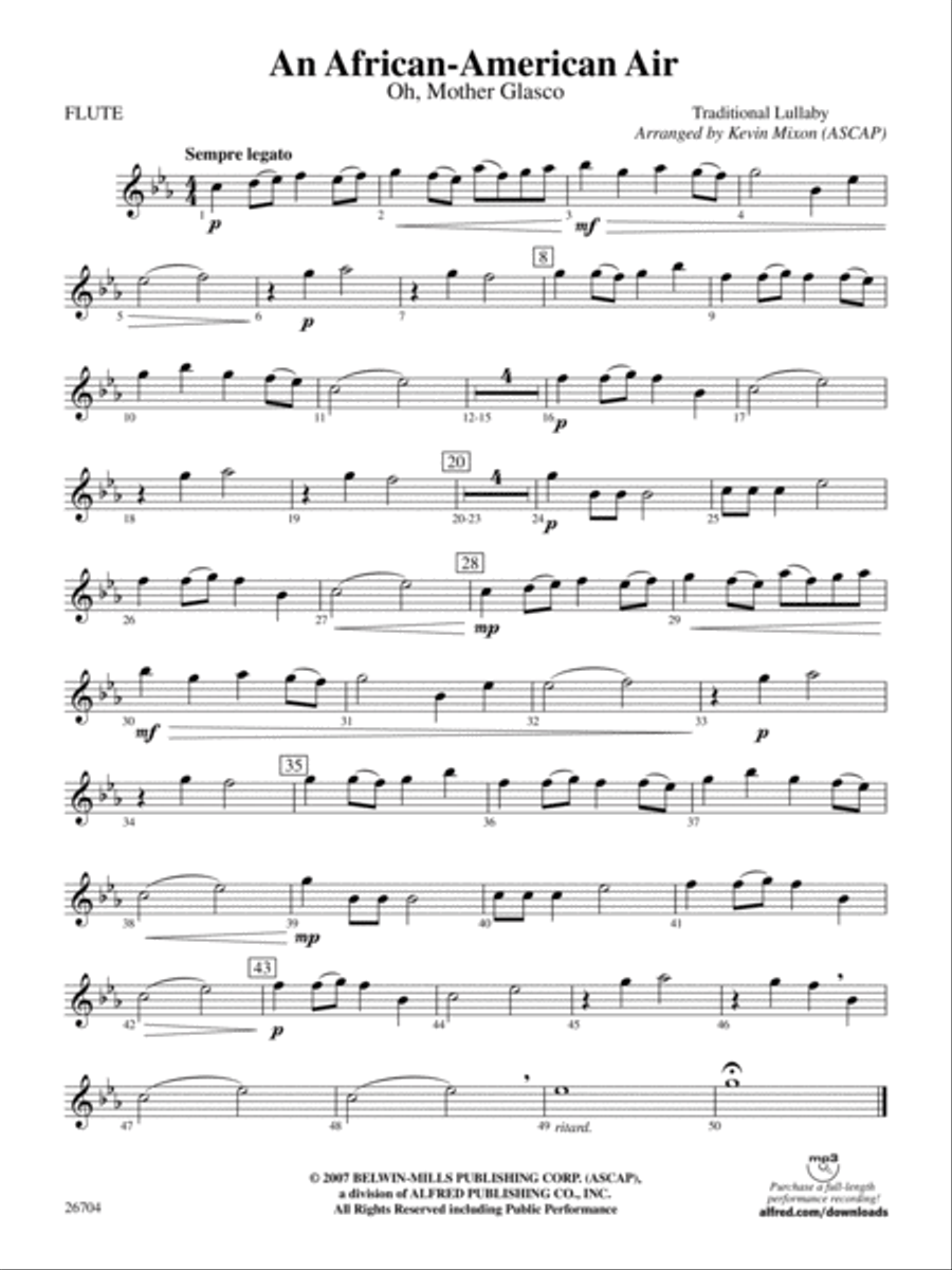 An African-American Air: Flute Concert Band scores gallery preview page 1