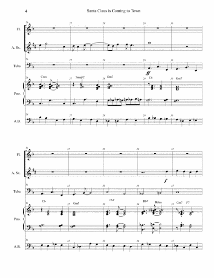 Santa Claus Is Comin' To Town Small Ensemble scores gallery preview page 4