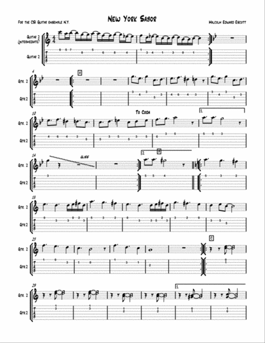 New York Sabor Guitar 2 New York Sabor Guitar 2 Electric Guitar scores gallery preview page 1