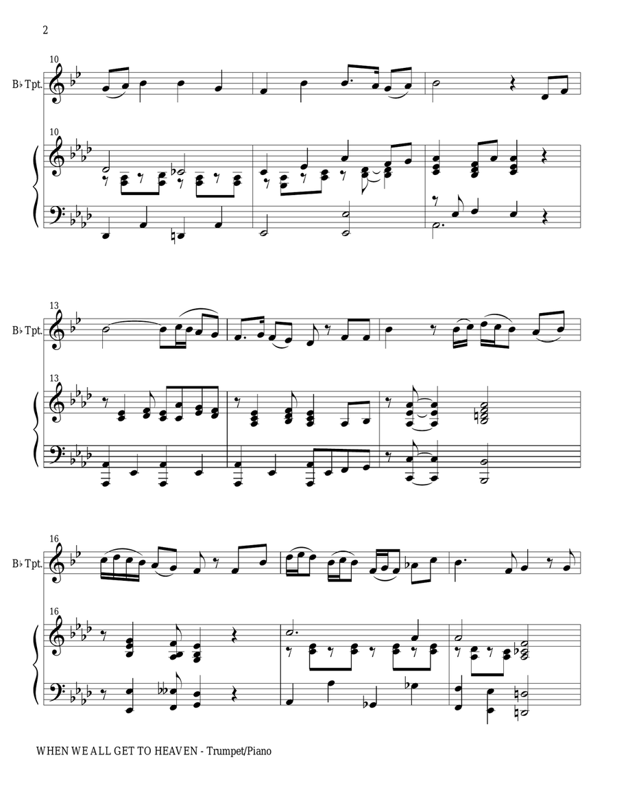 WHEN WE ALL GET TO HEAVEN (Bb Trumpet Piano and Trumpet Part) Trumpet Solo scores gallery preview page 2