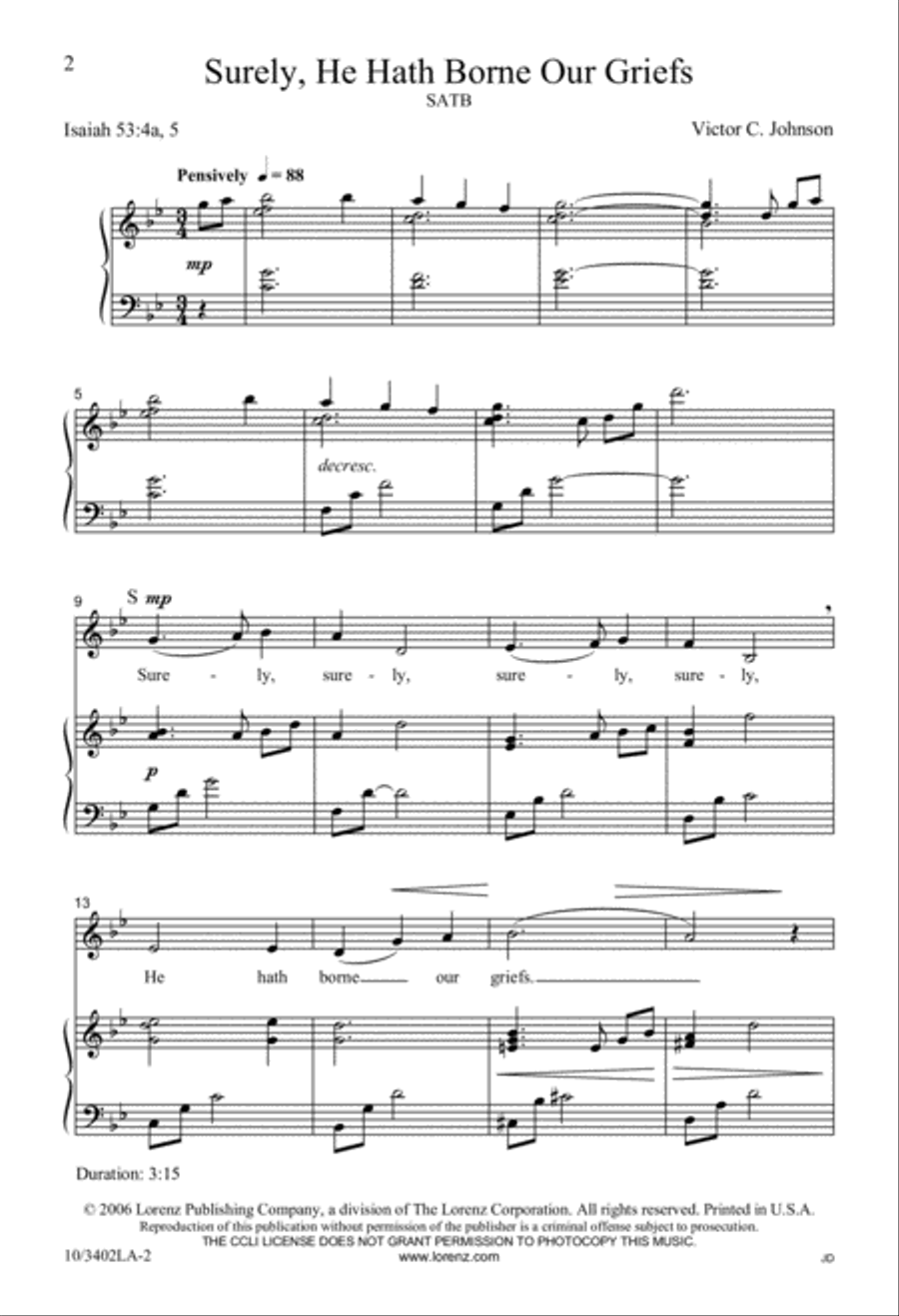 Surely, He Hath Borne Our Griefs 4-Part scores gallery preview page 2
