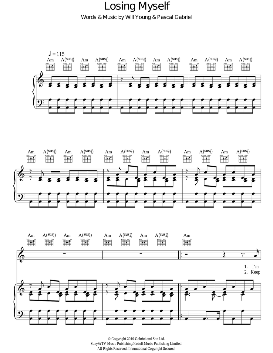 Losing Myself Acoustic Guitar scores gallery preview page 1