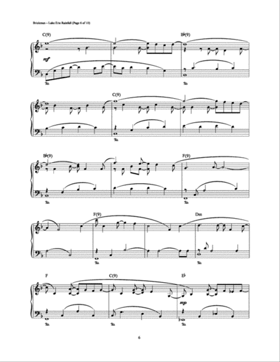 Lake Erie Rainfall Piano Solo scores gallery preview page 6