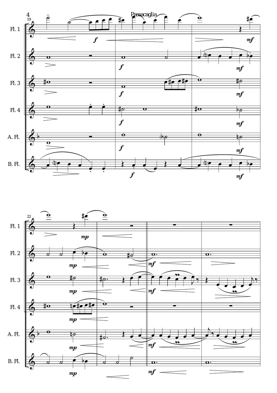 Passacaglia for flute sextet or flute choir Flute Choir scores gallery preview page 4