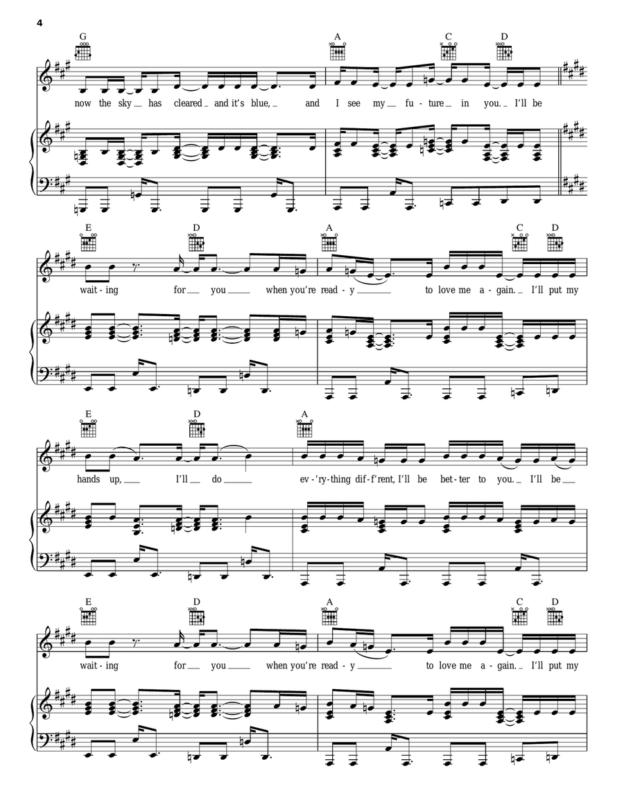 I'll Be Waiting Piano, Vocal, Guitar scores gallery preview page 4