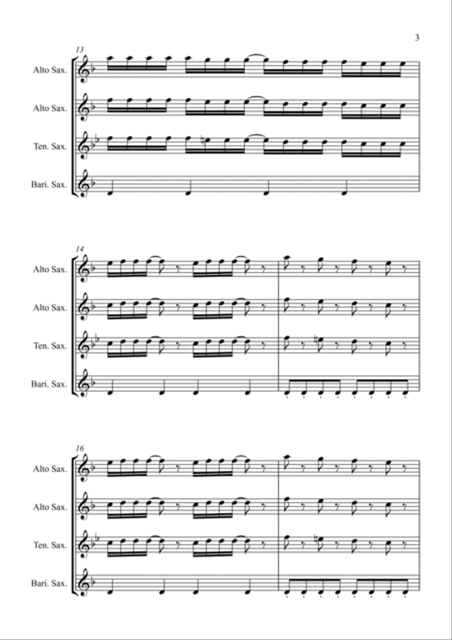 Stayin' Alive Stayin' Alive Saxophone Quartet scores gallery preview page 3