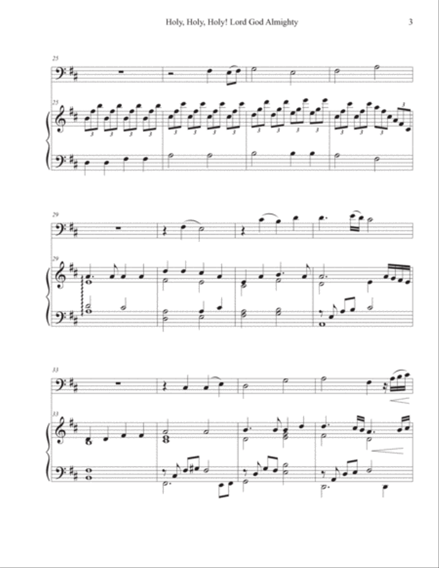 Holy, Holy, Holy! Lord God Almighty (Cello-Piano) Piano scores gallery preview page 3