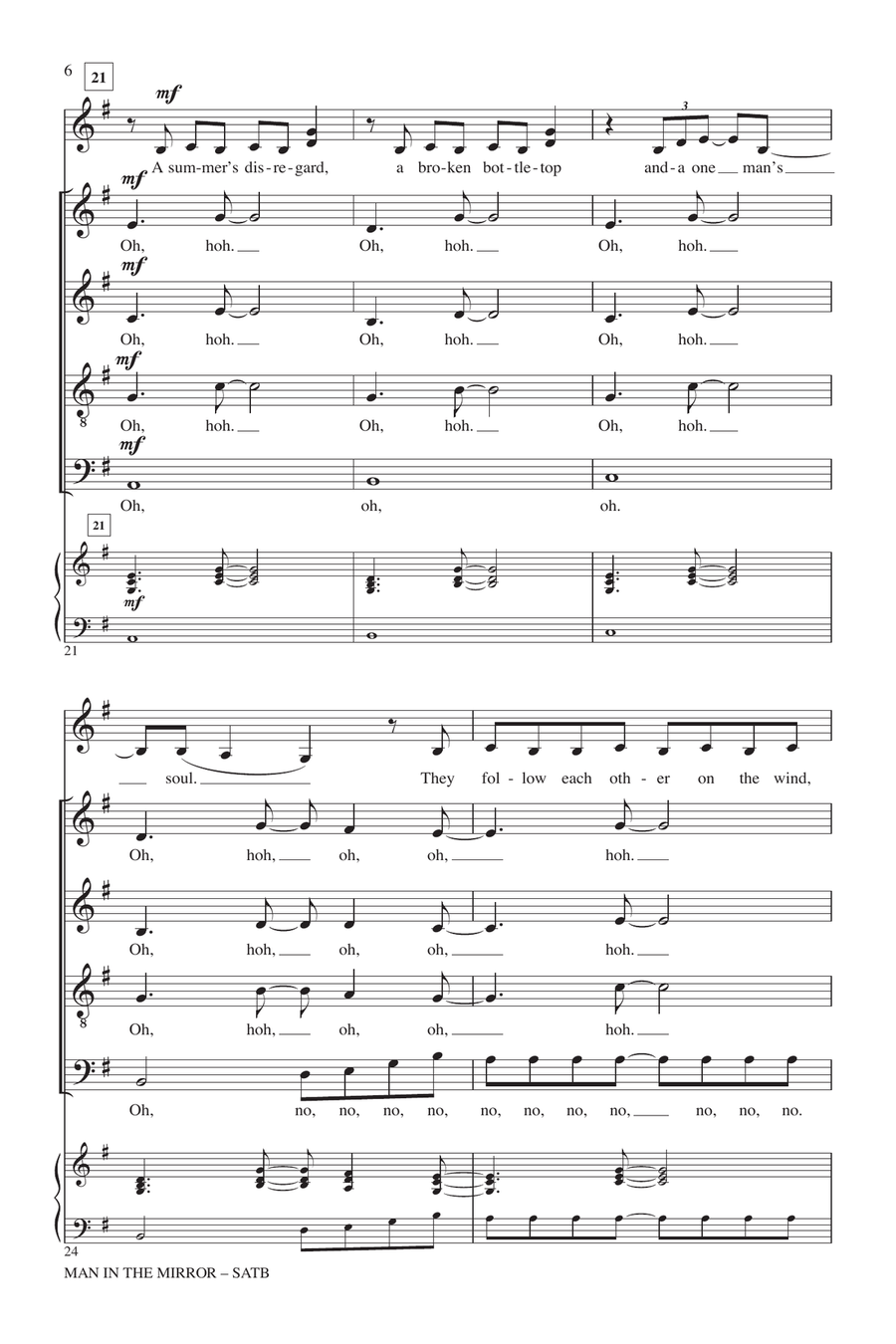 Man In The Mirror (arr. Deke Sharon) 4-Part scores gallery preview page 5