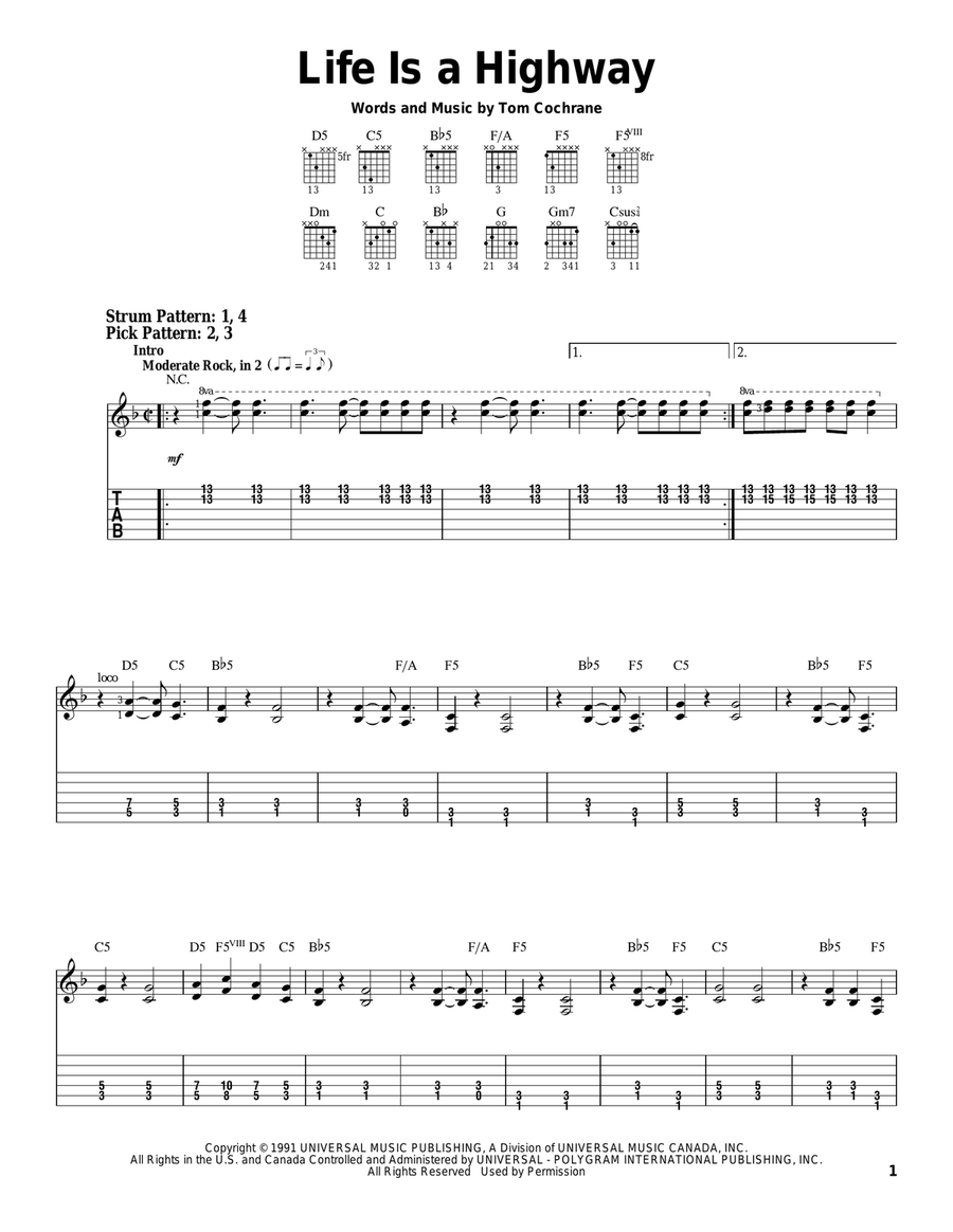 Life Is A Highway Acoustic Guitar scores gallery preview page 1
