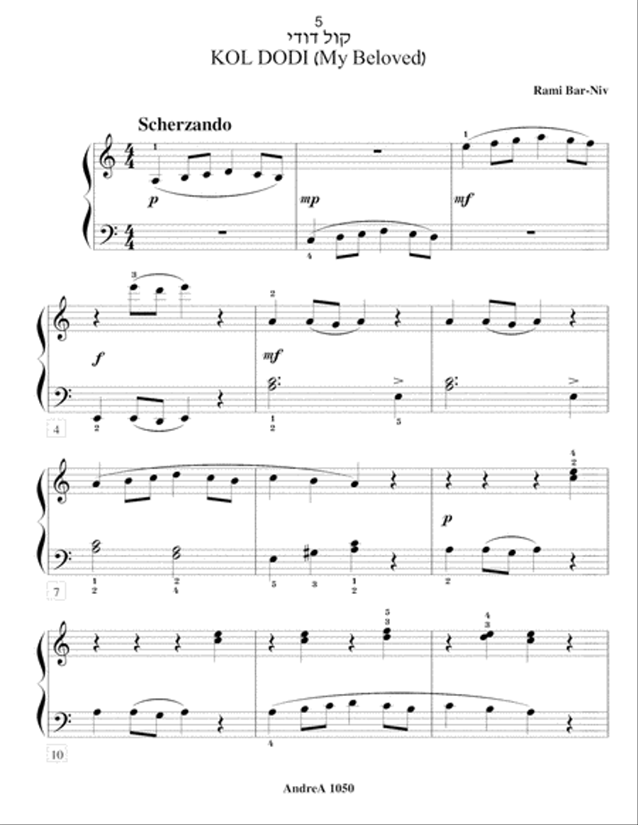 Traditional Hebrew Songs for Piano (late Elementary and Intermediate) Piano Method scores gallery preview page 5
