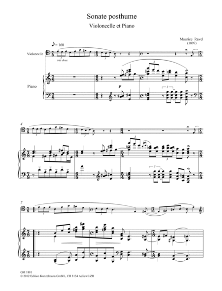 Sonate posthume for cello and piano