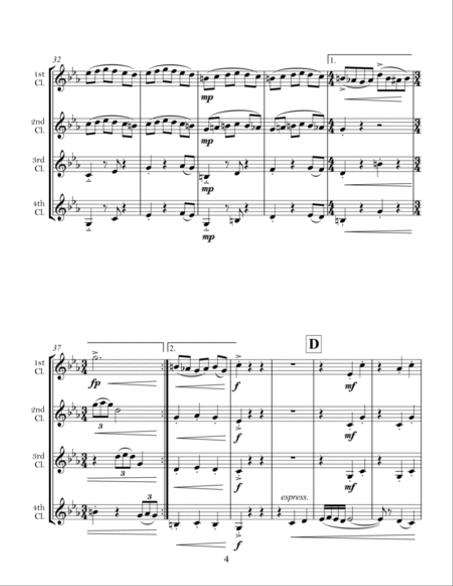 Dancing Devil (clarinet quartet) Clarinet Quartet scores gallery preview page 4