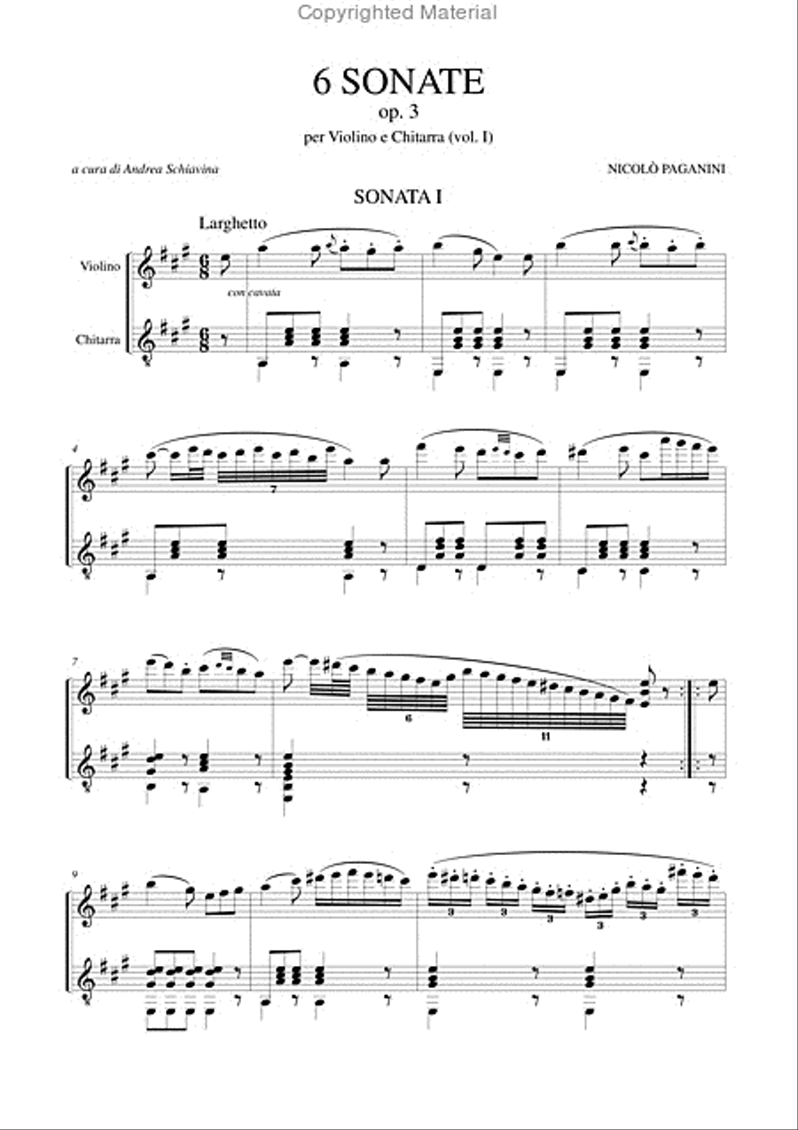 6 Sonatas Op. 3 for Violin and Guitar - Vol. 1: Sonatas Nos. 1-3 Violin scores gallery preview page 2