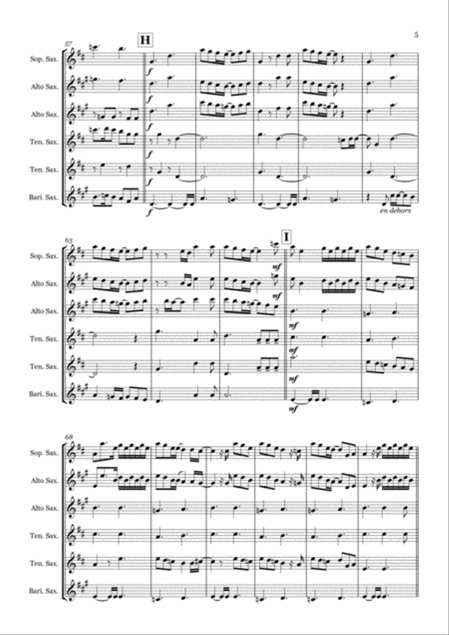Kiss From A Rose Saxophone Quintet scores gallery preview page 5