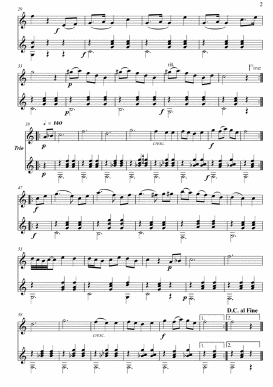 Easy Flute Guitar duets by Giuliani 74-2 Flute scores gallery preview page 2