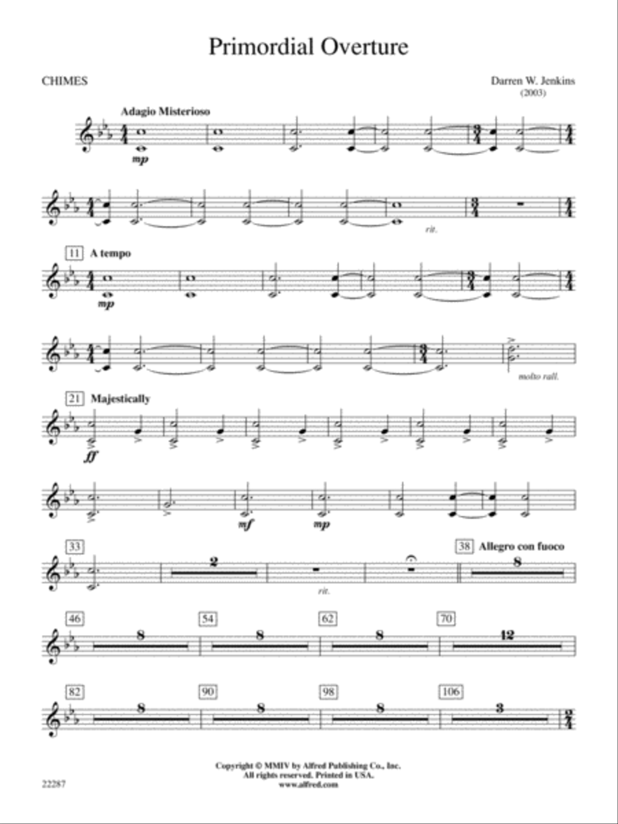 Primordial Overture: Chimes Concert Band scores gallery preview page 1