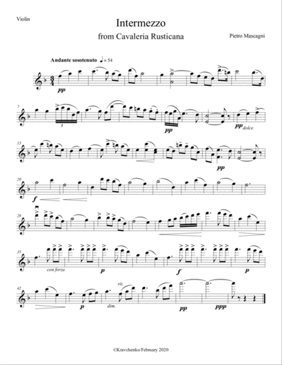 Pietro Mascagni - Intermezzo Viola scores gallery preview page 1