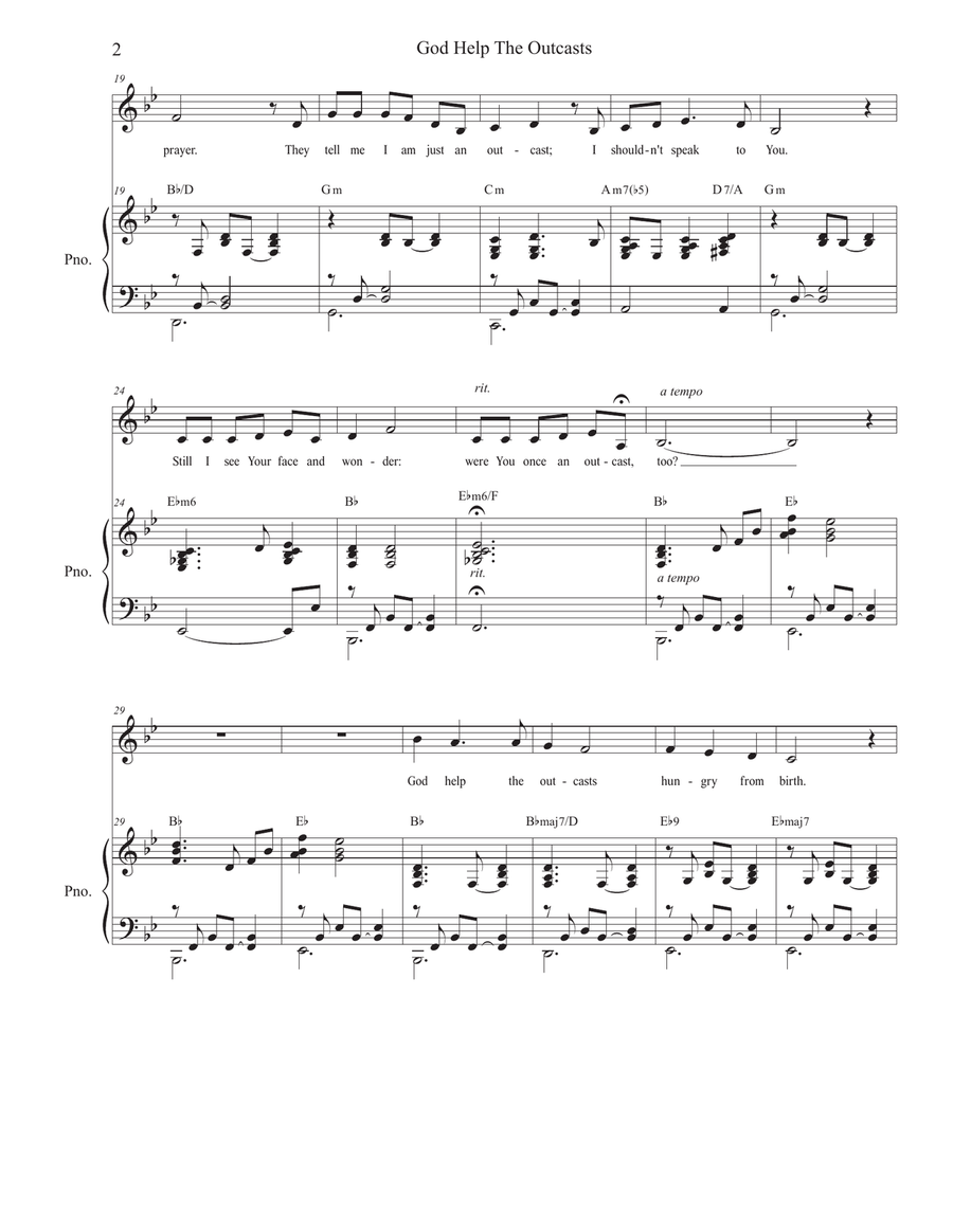 God Help The Outcasts Unison Choir scores gallery preview page 2