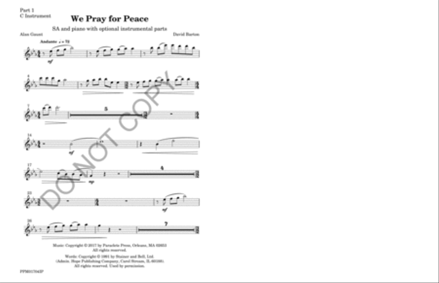We Pray for Peace We Pray for Peace SA scores gallery preview page 2