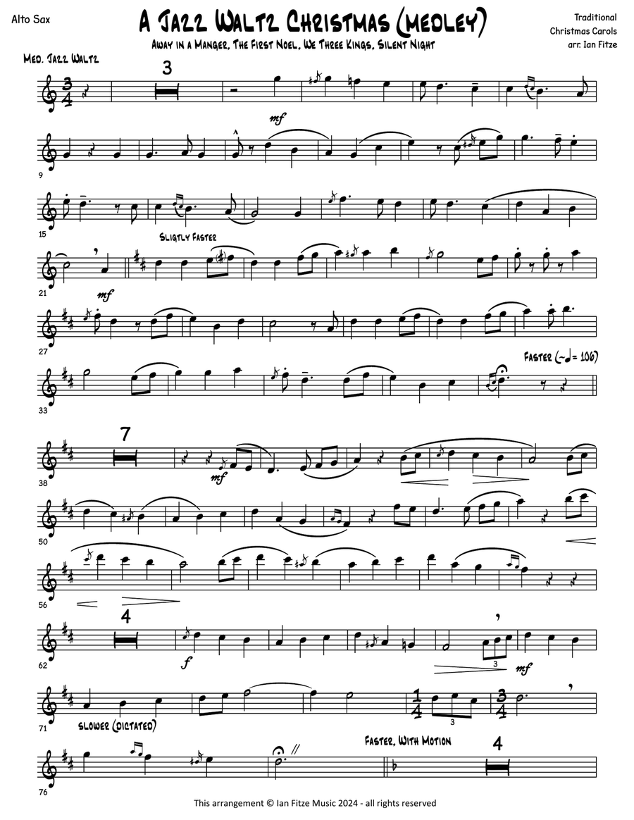 A Jazz Waltz Christmas (medley) Alto Saxophone scores gallery preview page 2
