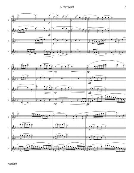 O HOLY NIGHT - Alto Saxophone Quartet - unaccompanied (or SAAA or SAAB) image number null