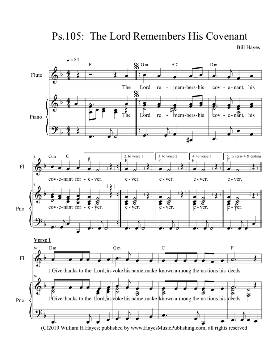 Psalm 105: The Lord Remembers His Covenant Piano, Vocal scores gallery preview page 1