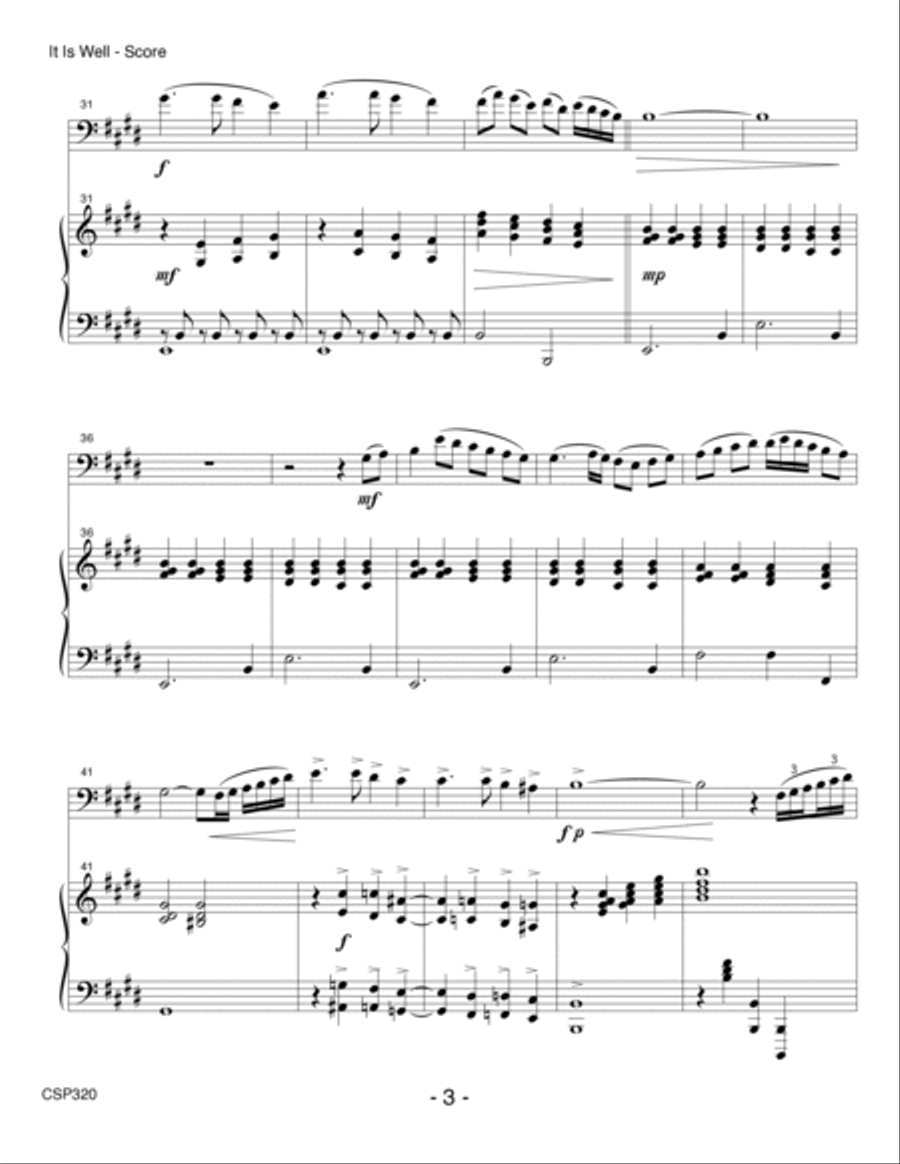 IT IS WELL WITH MY SOUL - Cello Solo with Piano Accompaniment Piano scores gallery preview page 3