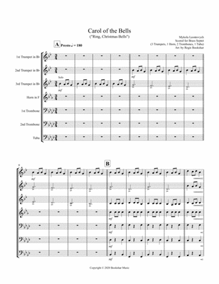 Carol of the Bells (F min) (Brass Septet - 3 Trp, 1 Hrn, 2 Trb, 1 Tuba)