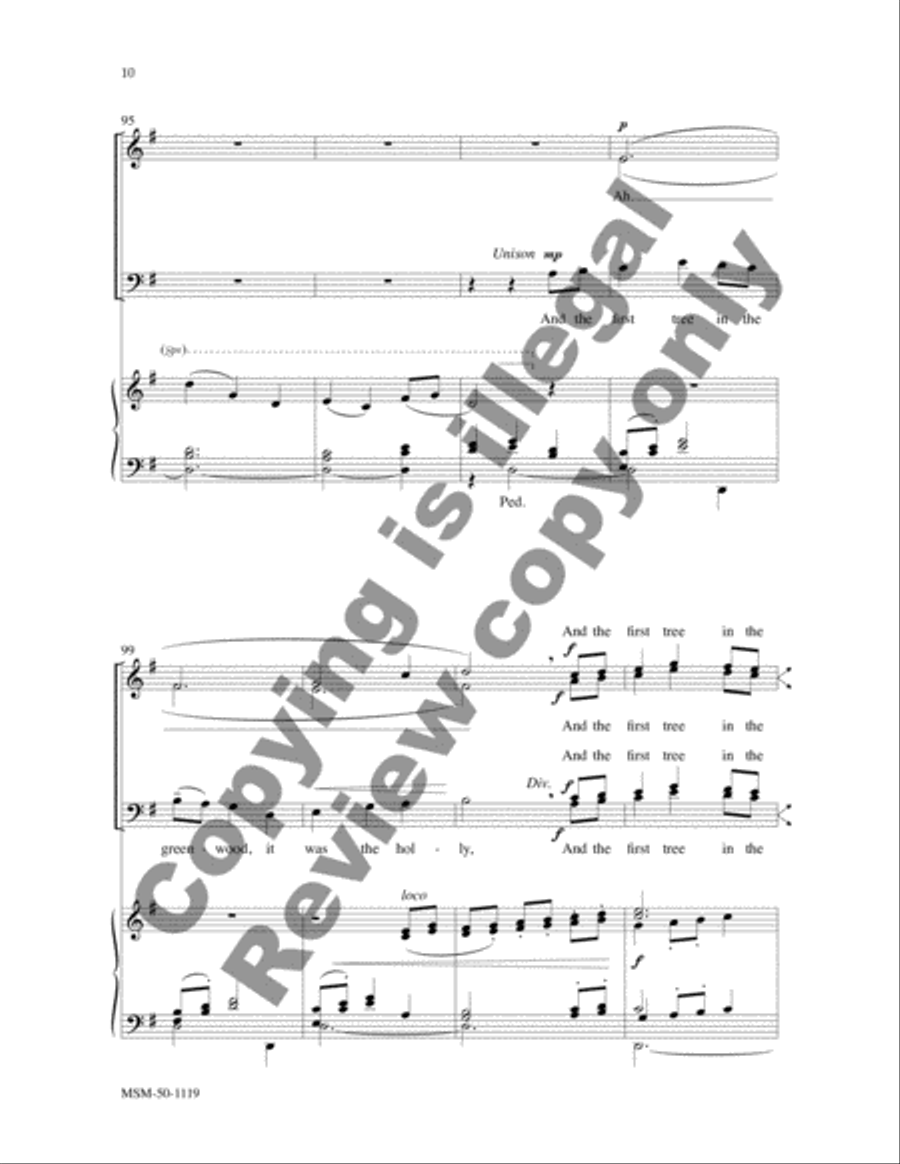 Sans Day Carol (Now the Holly Bears a Berry) 4-Part scores gallery preview page 10