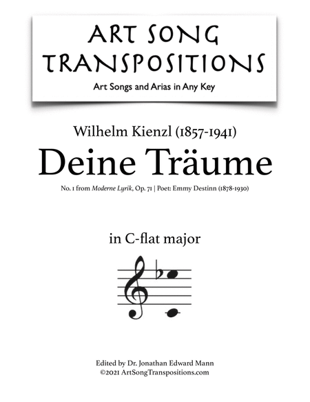 KIENZL: Deine Träume, Op. 71 no. 1 (transposed to C-flat major)