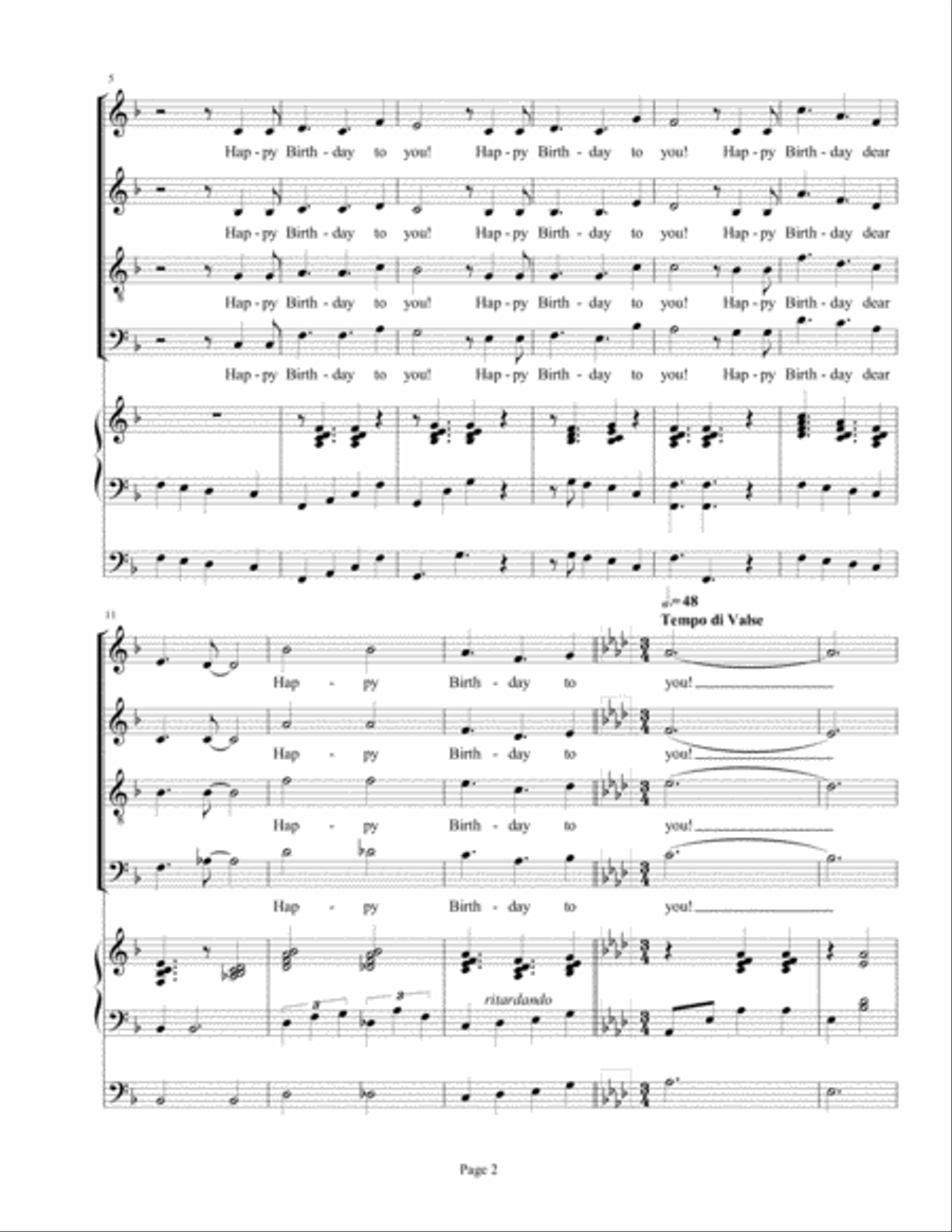 Happy Birthday to You! Happy Birthday to You! 4-Part scores gallery preview page 2