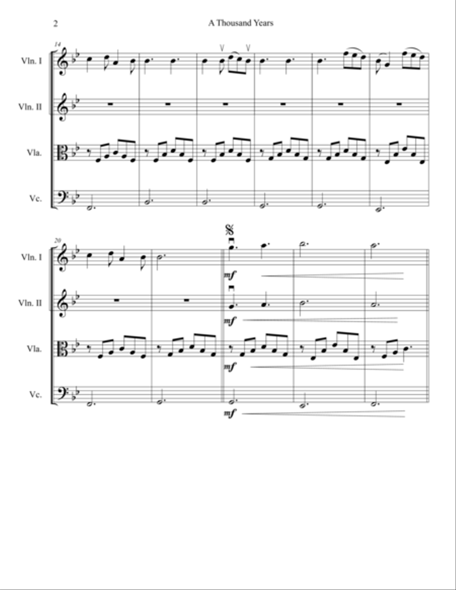 A Thousand Years String Quartet scores gallery preview page 3