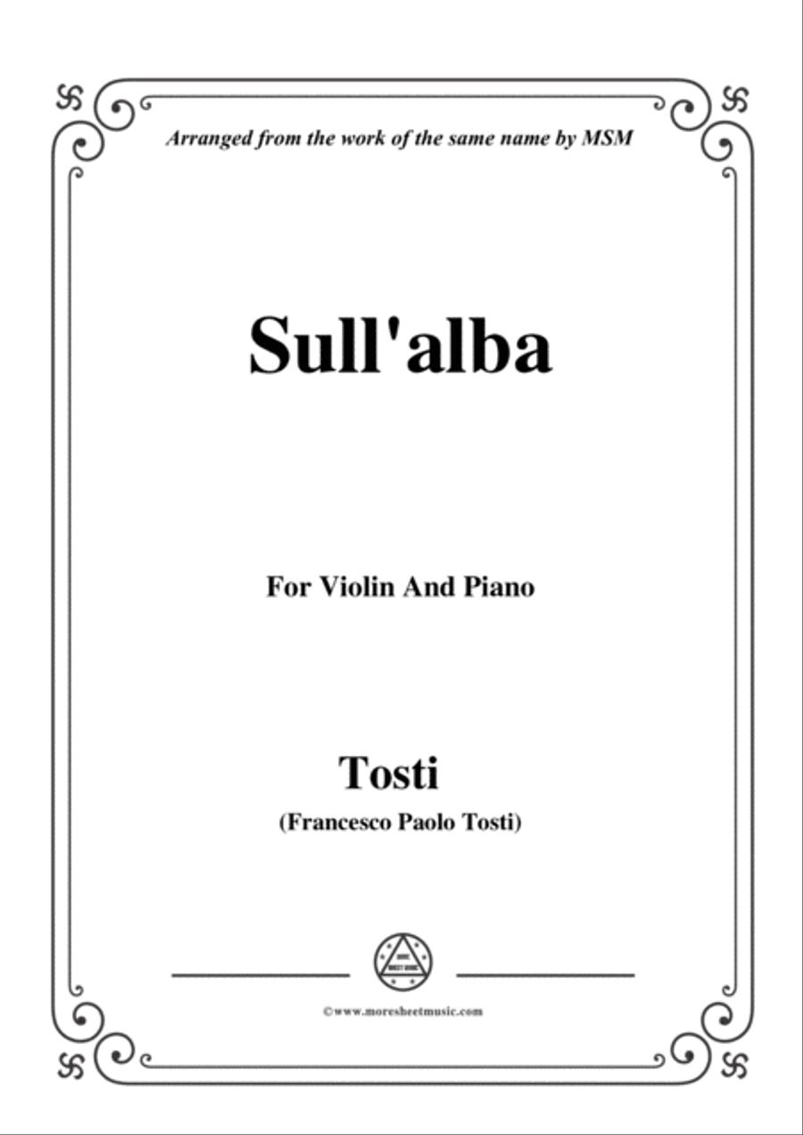 Tosti-Sull'alba, for Violin and Piano Violin Solo scores gallery preview page 1