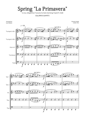 "Spring" (La Primavera) by Vivaldi - Easy version for BRASS QUINTET