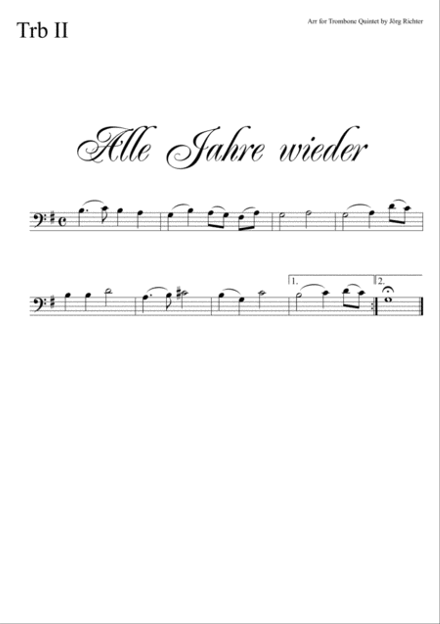 Every year again (Alle Jahre wieder) for trombone quintet Brass Quintet scores gallery preview page 4