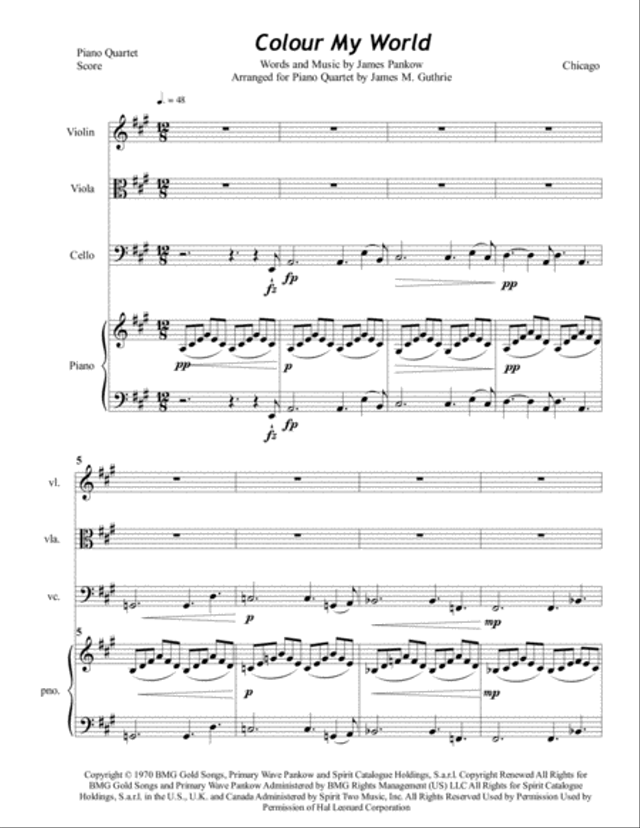 Colour My World Piano Quartet scores gallery preview page 1